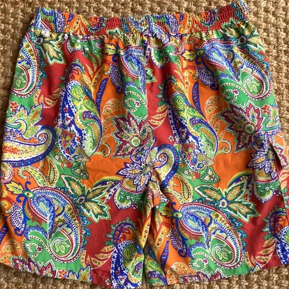 New: Polo Ralph Lauren Y2k Paisley Swim Trunks. Green Pony. Size Medium